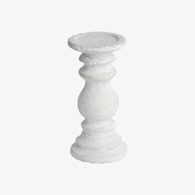The Range Rustic Style Small Stone Effect Candle Holder  - Cream