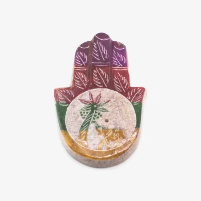 The Range Soapstone Hamsa Incense Holder Elephant  Palm MultiColor - Multicolor
