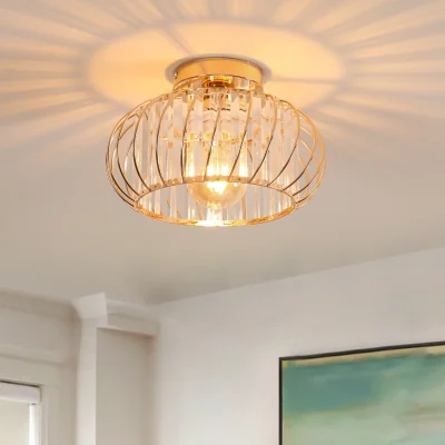 The Range GOECO 28cm Black Crystal Lantern Ceiling Light - Gold
