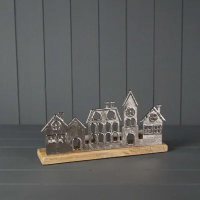 The Range Silver Metal Townscape Tealight Holder - Silver