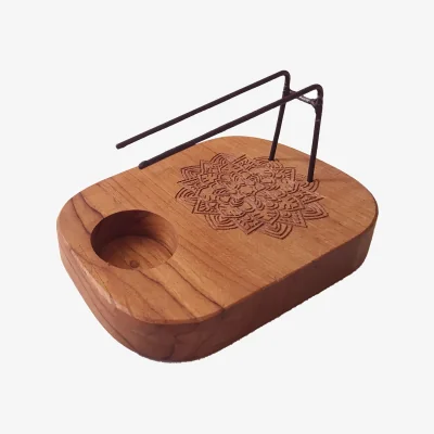 The Range Palo Santo Heater Teak Wood Mandala Design Holy Wood Smudge Stick - Brown
