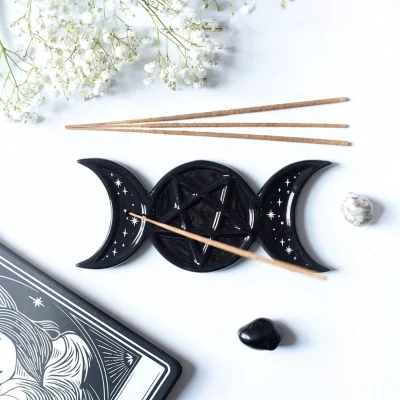The Range Spellbound Secrets Triple Moon Incense Stick Holder - Black