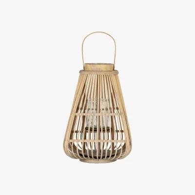 The Range Large Peardrop Wicker Lantern With Glass Holder - Natural