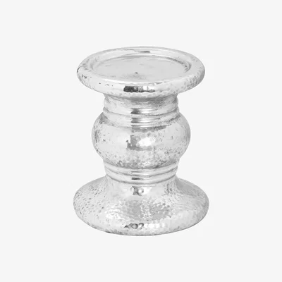 The Range Modern Decor Punch Faced Ceramic Candle Holder - Silver