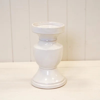 The Range White Natural Ceramic Candle Holder Large - Natural