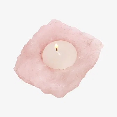 The Range Rose Quartz Tealight Candle Holder Calming and Loving Ambience - Pink