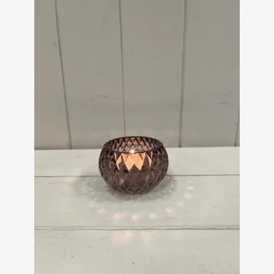 The Range Amethyst Diamond Pattern Tealight Holder - Purple