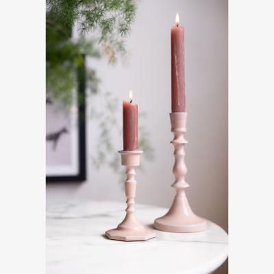 Rockett St George Pink Enamel Cast Style Candlestick Holder - 2 Sizes Available