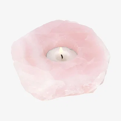 The Range Rose Quartz Crystal Tealight Holder For Healing And Decor - Pink