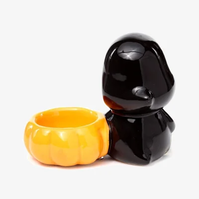 The Range Ceramic Skull Boy Tea Light Candle Holder - Black & Orange