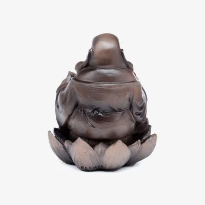 The Range Wood Effect Lucky Buddha Backflow Incense Burner - Grey & Brown