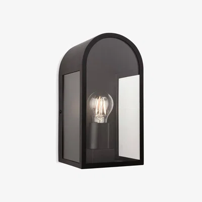 The Range Eva 1 Light Outdoor Wall Lantern Black IP44 E27 - Black