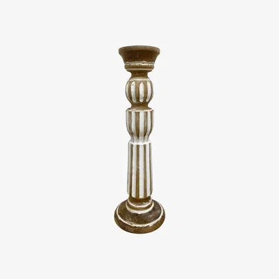 The Range Large Wooden Candle Sticks - White