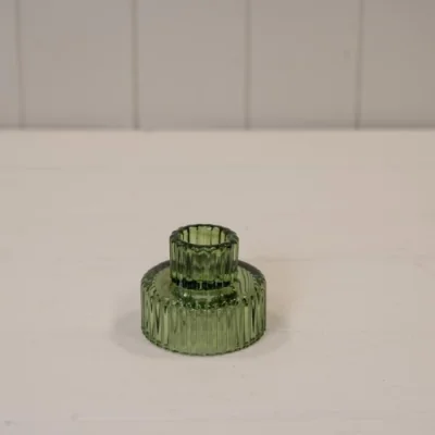 The Range Vintage Style Green Glass Candle Holder - Green