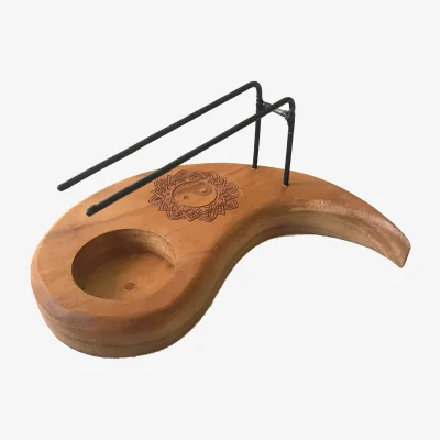 The Range Teardrop Palo Santo Heater Teak Wood Yin  Yang Design Holy Wood Smudge - Brown
