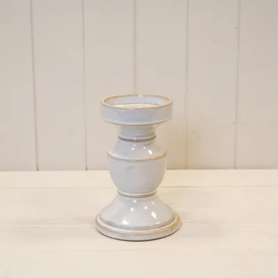 The Range White Natural Ceramic Candle Holder Medium - Natural
