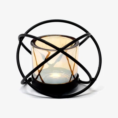 The Range Centrepiece Iron Votive Candle Holder 1 Cup Single Ball - Black