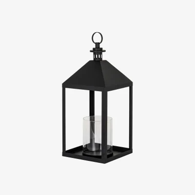 The Range Hill Interiors Astral Glass Lantern Candle Holder - Black