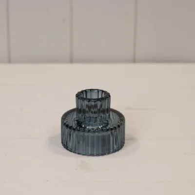 The Range Stylish Small Blue Glass Candle Holder - Blue