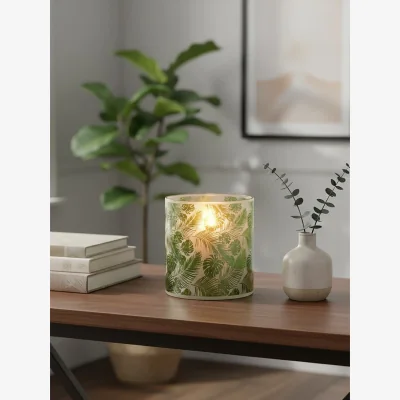 The Range Botanical Medium Hurricane Candle Holder - Green