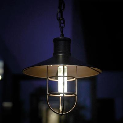 The Range Industrial Style Solar Powered LED Light Hanging Porch Lantern - Black