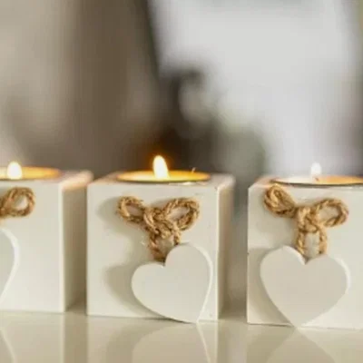 The Range Heart Tealight Candle Holders - White