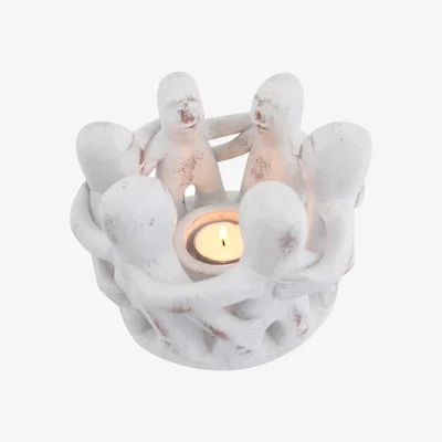 The Range Circle Of Friends Unglazed Ceramic Candle Holder - White