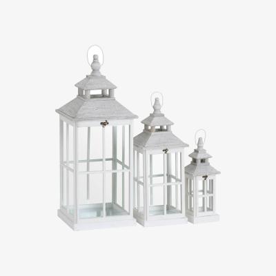 The Range Set Of 3 Window-Style Lanterns For Home Decor - White