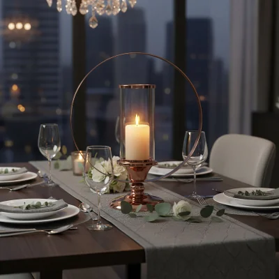 The Range Kensington Townhouse Large Metal Candle Holder - Brown