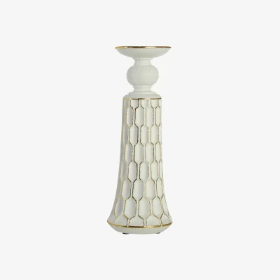 The Range Honeycomb Large Candle Holder - Gold, White