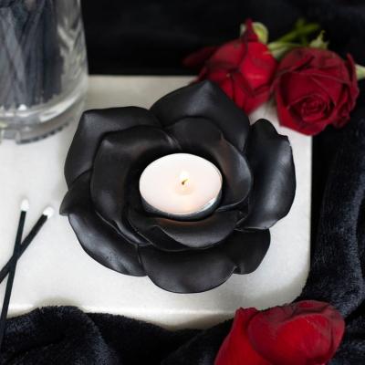 The Range Enchanting Rose Resin Tealight Candle Holder - Black