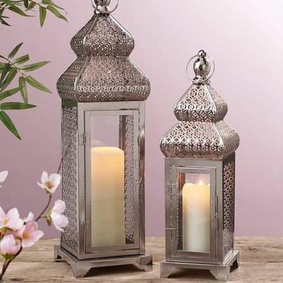 The Range 2 Set Large Candle Lanterns Vintage Candle Holder - Silver