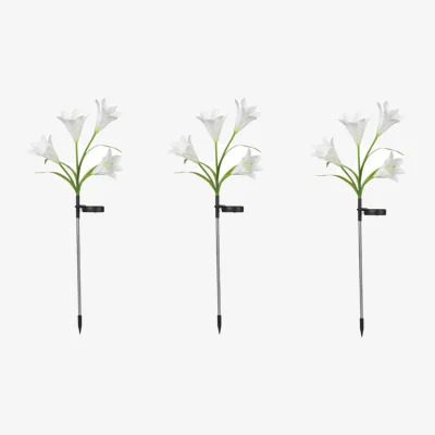 The Range Set of 3 Lily Solar Lanterns - White