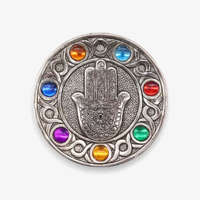 The Range Seven Chakra Hamsa Incense Holder - Silver