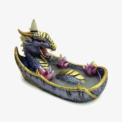 The Range Elements Amethyst Crystal Dragon Backflow Incense Burner MultiColor - Multicolor