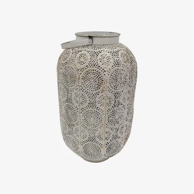 The Range Vanity Living Lantern Candle Holder - White & Gold / Medium