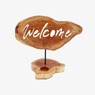 The Range Handmade Wooden Welcome Candle Holders - Brown