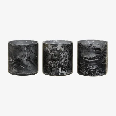 The Range Garan Set Of 3 Grey Marble Effect Tealight Holders - Multi colour