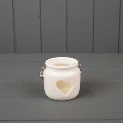 The Range White Porcelain Heart Cutout Tealight Holder - White