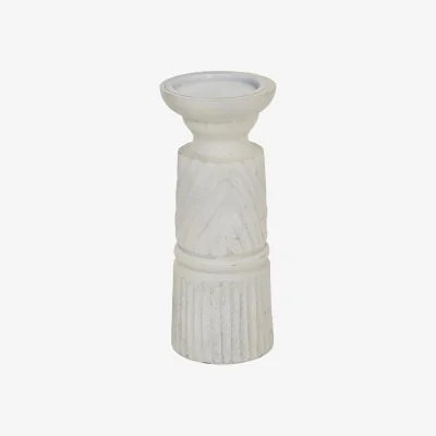 The Range Hill Interiors Carved Candle Holder - White