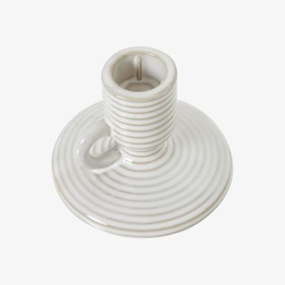 The Range Ceramic Taper Candle Holder With Handle - White