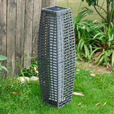 The Range Solar Rattan Effect LED Light Outdoor Garden Floor Lamp Lantern - Grey