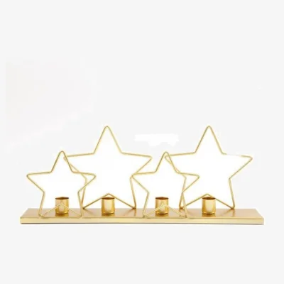 The Range 39cm Gold Star Candle Holder for 4 Taper Candles - Gold