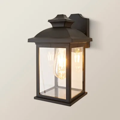 The Range Leo Matte Black Traditional Lantern IP44 Outdoor Wall Light - Black / 0.86kg
