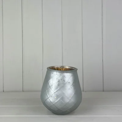 The Range Large Frosted Silver Glass Tealight Holder - Silver