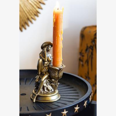 Rockett St George Gold Cowgirl Candlestick Holder