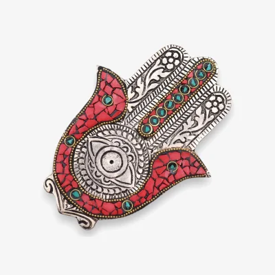 The Range Charming Dual-Tone Hamsa Incense Holder 13x5.5 cm - Green