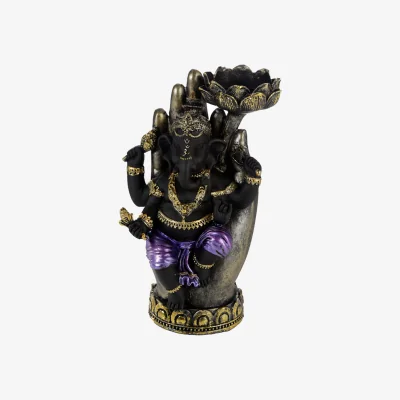 The Range Tea Light Candle Holder - Lotus Ganesh - Black