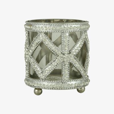 The Range Set of 12 Glass and Nickel 13cm Candle Holder - Grey / 11kg