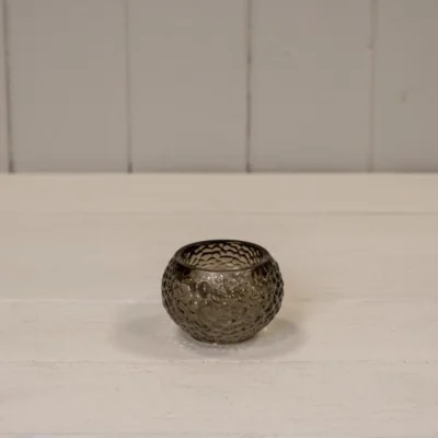 The Range Warm Grey Round Glass Tealight Holder - Grey